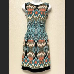 Eva Varro Geometric Stretch Comfortable Shift Office Career Casual Dress Medium